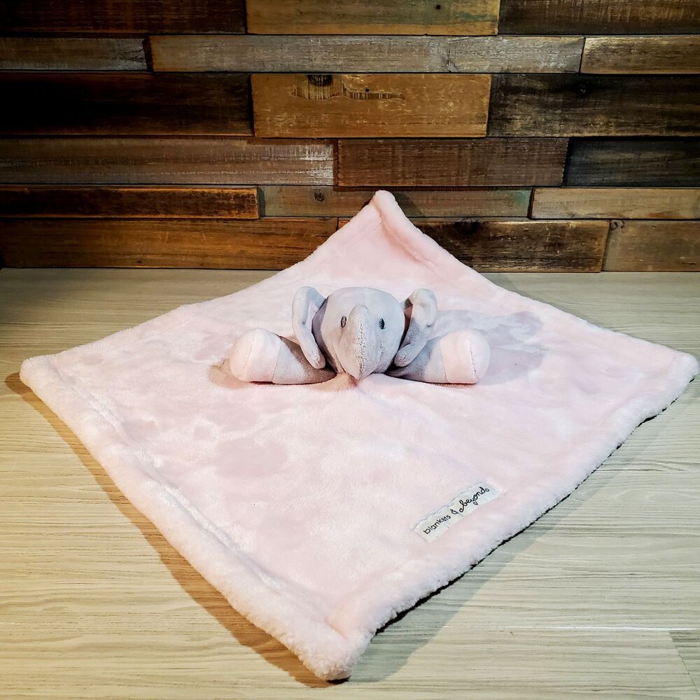 Blankets and Beyond Gray Pink Elephant Security Blanket Lovey Baby Fleece Plush